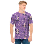 Purple Panda And Flower Pattern Print Men's T-Shirt
