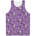 Purple Panda And Flower Pattern Print Men's Tank Top