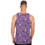 Purple Panda And Flower Pattern Print Men's Tank Top