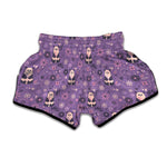 Purple Panda And Flower Pattern Print Muay Thai Boxing Shorts