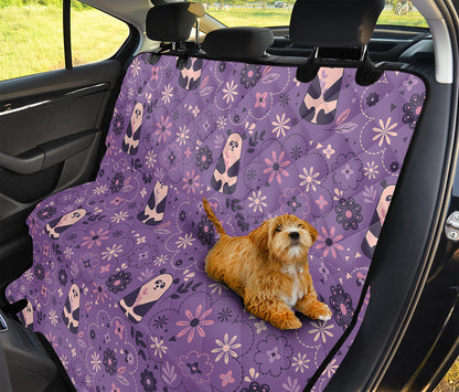 Purple Panda And Flower Pattern Print Pet Car Back Seat Cover