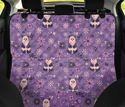 Purple Panda And Flower Pattern Print Pet Car Back Seat Cover