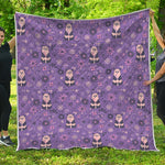 Purple Panda And Flower Pattern Print Quilt