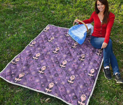 Purple Panda And Flower Pattern Print Quilt
