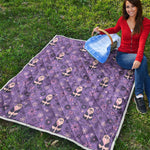 Purple Panda And Flower Pattern Print Quilt
