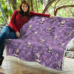 Purple Panda And Flower Pattern Print Quilt