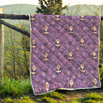 Purple Panda And Flower Pattern Print Quilt