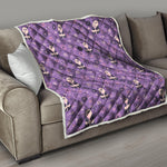 Purple Panda And Flower Pattern Print Quilt