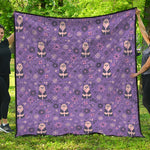 Purple Panda And Flower Pattern Print Quilt