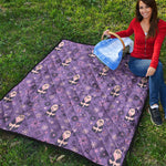 Purple Panda And Flower Pattern Print Quilt