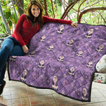 Purple Panda And Flower Pattern Print Quilt