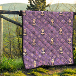 Purple Panda And Flower Pattern Print Quilt