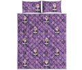 Purple Panda And Flower Pattern Print Quilt Bed Set
