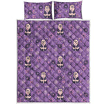 Purple Panda And Flower Pattern Print Quilt Bed Set