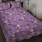 Purple Panda And Flower Pattern Print Quilt Bed Set