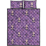 Purple Panda And Flower Pattern Print Quilt Bed Set