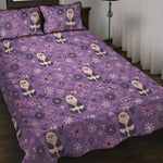 Purple Panda And Flower Pattern Print Quilt Bed Set