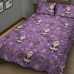 Purple Panda And Flower Pattern Print Quilt Bed Set