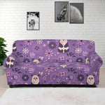Purple Panda And Flower Pattern Print Sofa Cover