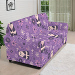Purple Panda And Flower Pattern Print Sofa Cover