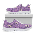 Purple Panda And Flower Pattern Print White Running Shoes