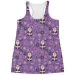 Purple Panda And Flower Pattern Print Women's Racerback Tank Top