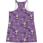 Purple Panda And Flower Pattern Print Women's Racerback Tank Top