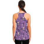 Purple Panda And Flower Pattern Print Women's Racerback Tank Top