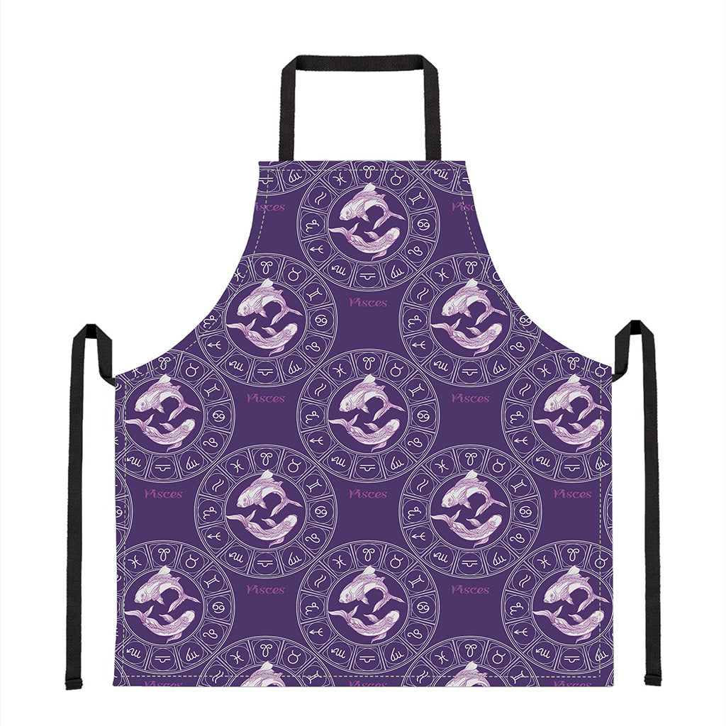 Purple Pisces Zodiac Pattern Print Apron