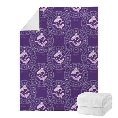 Purple Pisces Zodiac Pattern Print Blanket