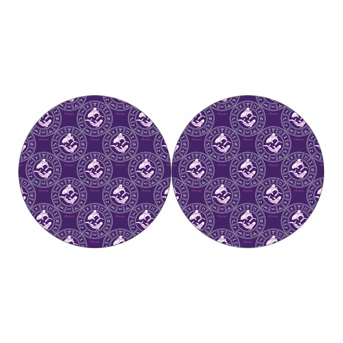 Purple Pisces Zodiac Pattern Print Car Coasters