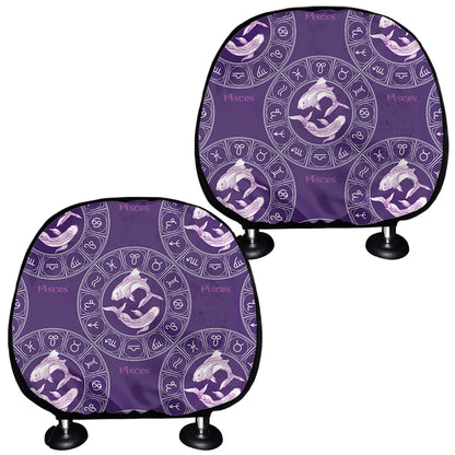 Purple Pisces Zodiac Pattern Print Car Headrest Covers