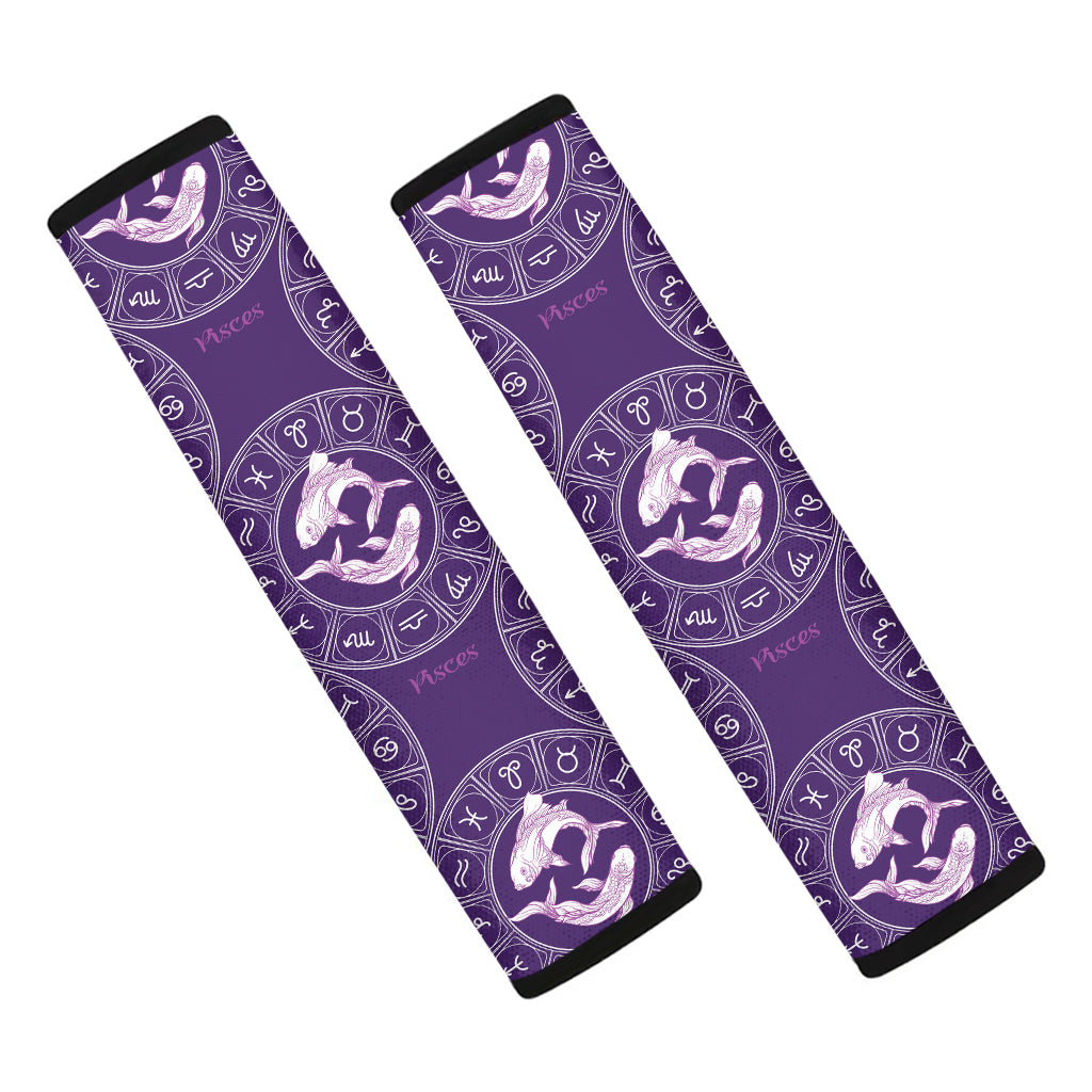 Purple Pisces Zodiac Pattern Print Car Seat Belt Covers