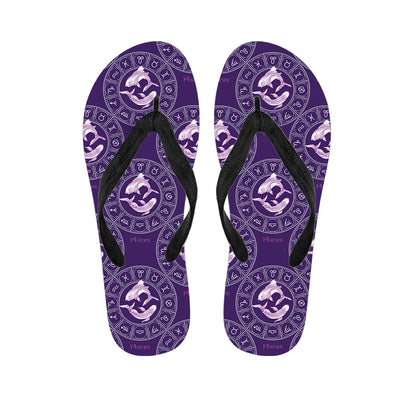 Purple Pisces Zodiac Pattern Print Flip Flops