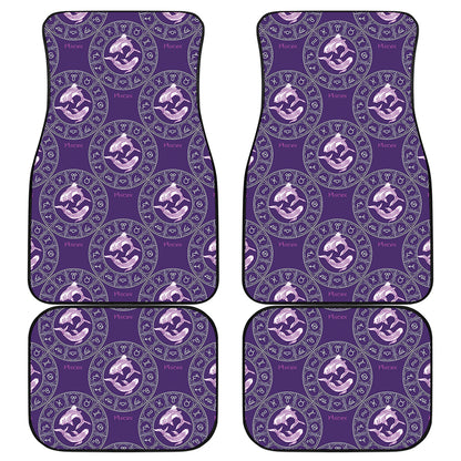 Purple Pisces Zodiac Pattern Print Front and Back Car Floor Mats