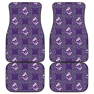 Purple Pisces Zodiac Pattern Print Front and Back Car Floor Mats