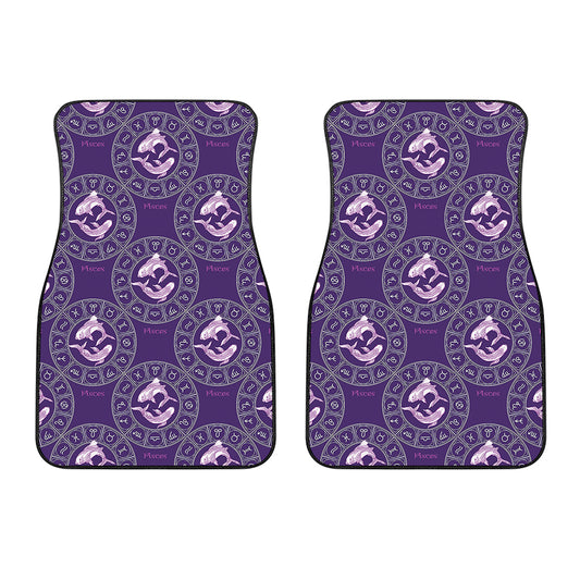 Purple Pisces Zodiac Pattern Print Front Car Floor Mats