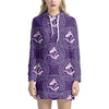 Purple Pisces Zodiac Pattern Print Hoodie Dress