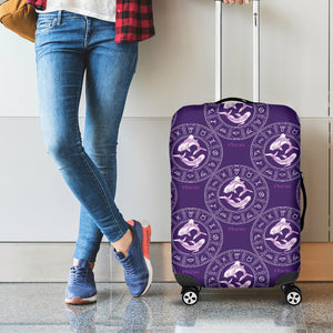 Purple Pisces Zodiac Pattern Print Luggage Cover