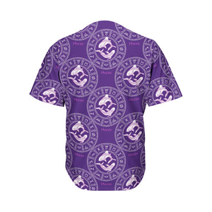 Purple Pisces Zodiac Pattern Print Men's Baseball Jersey