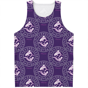 Purple Pisces Zodiac Pattern Print Men's Tank Top