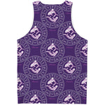 Purple Pisces Zodiac Pattern Print Men's Tank Top