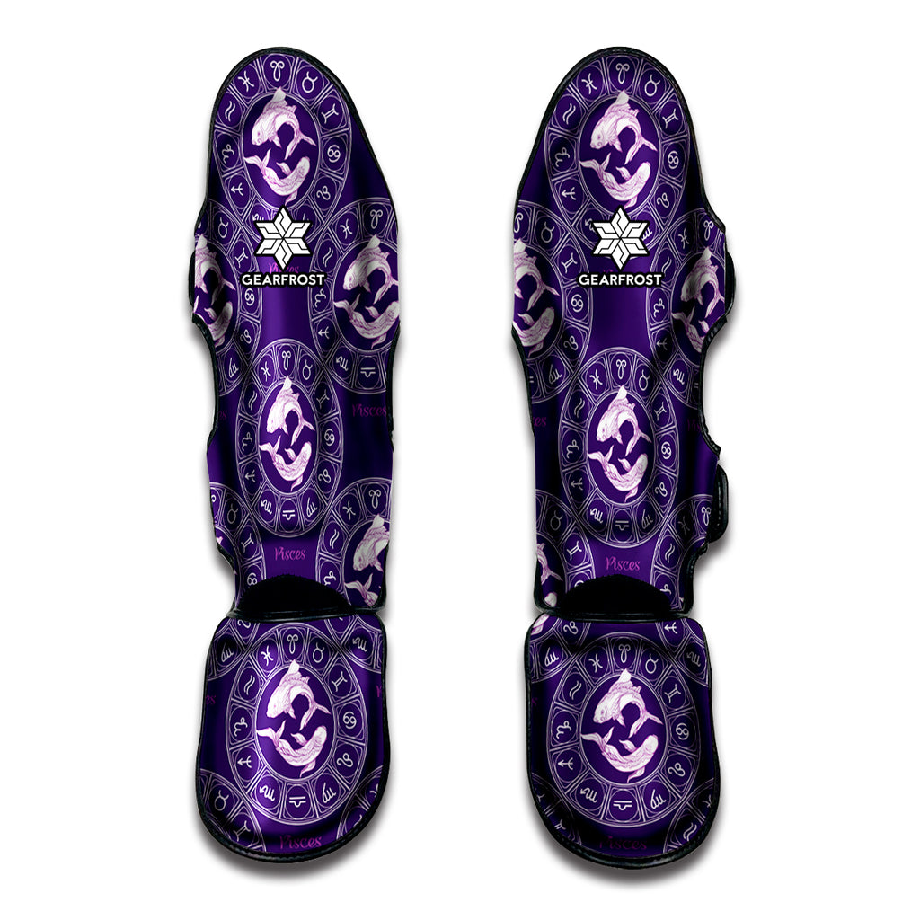 Purple Pisces Zodiac Pattern Print Muay Thai Shin Guard