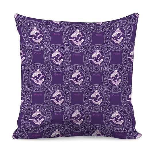 Purple Pisces Zodiac Pattern Print Pillow Cover