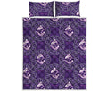 Purple Pisces Zodiac Pattern Print Quilt Bed Set