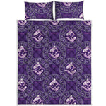 Purple Pisces Zodiac Pattern Print Quilt Bed Set