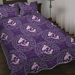 Purple Pisces Zodiac Pattern Print Quilt Bed Set