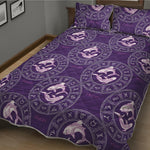 Purple Pisces Zodiac Pattern Print Quilt Bed Set