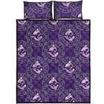 Purple Pisces Zodiac Pattern Print Quilt Bed Set