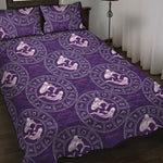 Purple Pisces Zodiac Pattern Print Quilt Bed Set